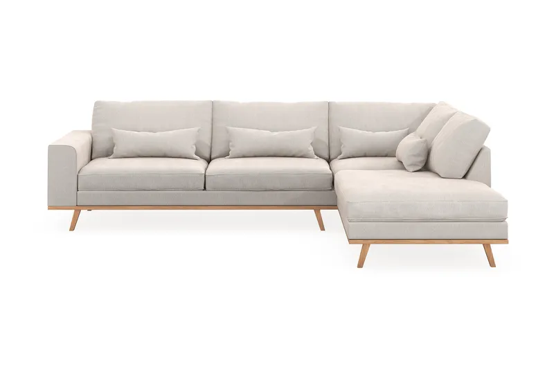 Copenhagen 4-sits Högervänd L-formad Schäslongsoffa i Sammet - Krämvit - Möbler - Soffa - Divansoffor & schäslongsoffa