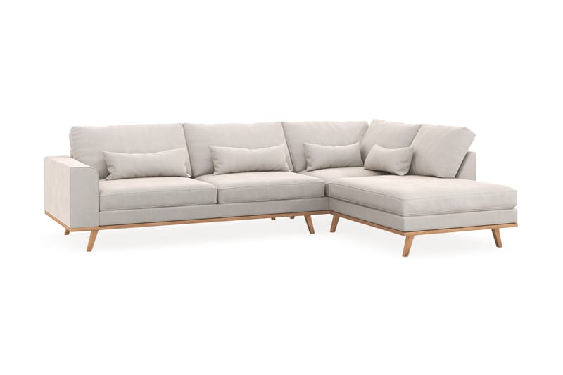 Copenhagen 4-sits Högervänd L-formad Schäslongsoffa i Sammet - Krämvit - Möbler - Soffa - Divansoffor & schäslongsoffa