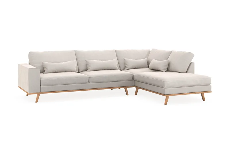 Copenhagen 4-sits Högervänd L-formad Schäslongsoffa i Sammet - Krämvit - Möbler - Soffa - Divansoffor & schäslongsoffa