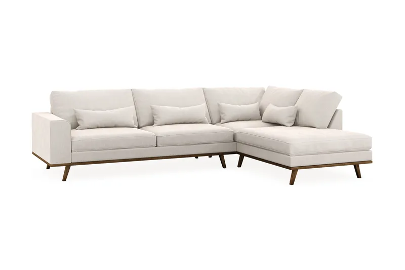 Copenhagen 4-sits Högervänd L-formad Schäslongsoffa i Sammet - Krämvit - Möbler - Soffa - Divansoffor & schäslongsoffa