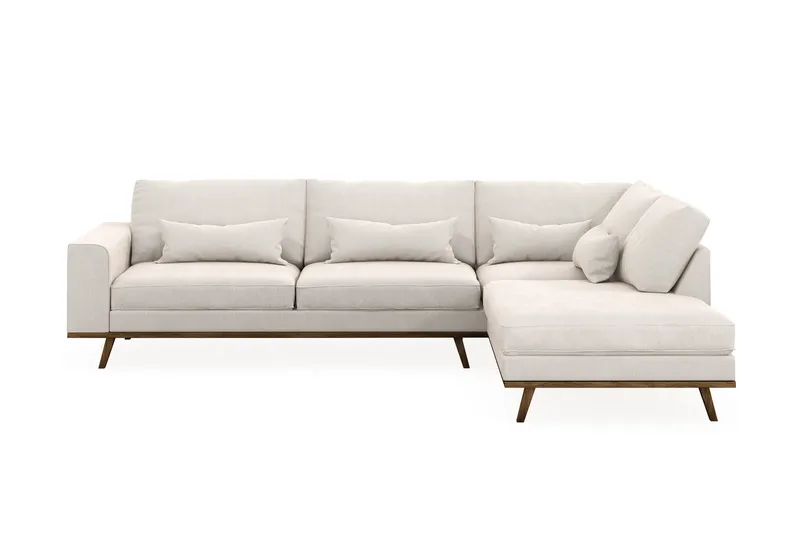 Copenhagen 4-sits Högervänd L-formad Schäslongsoffa i Sammet - Krämvit - Möbler - Soffa - Divansoffor & schäslongsoffa