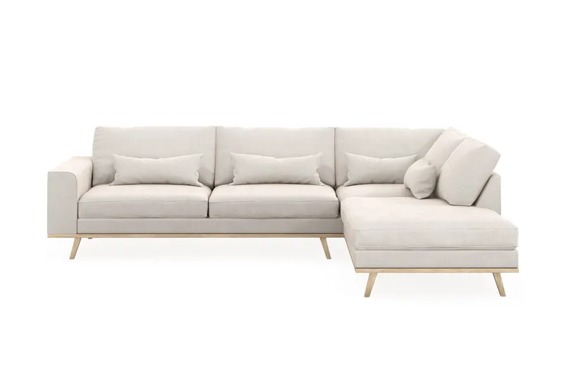 Copenhagen 4-sits Högervänd L-formad Schäslongsoffa i Sammet - Krämvit - Möbler - Soffa - Divansoffor & schäslongsoffa