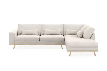 Copenhagen 4-sits Högervänd L-formad Schäslongsoffa i Sammet - Krämvit - Möbler - Soffa - Divansoffor & schäslongsoffa