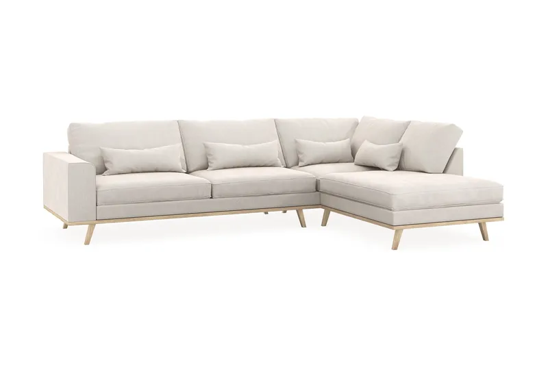 Copenhagen 4-sits Högervänd L-formad Schäslongsoffa i Sammet - Krämvit - Möbler - Soffa - Divansoffor & schäslongsoffa