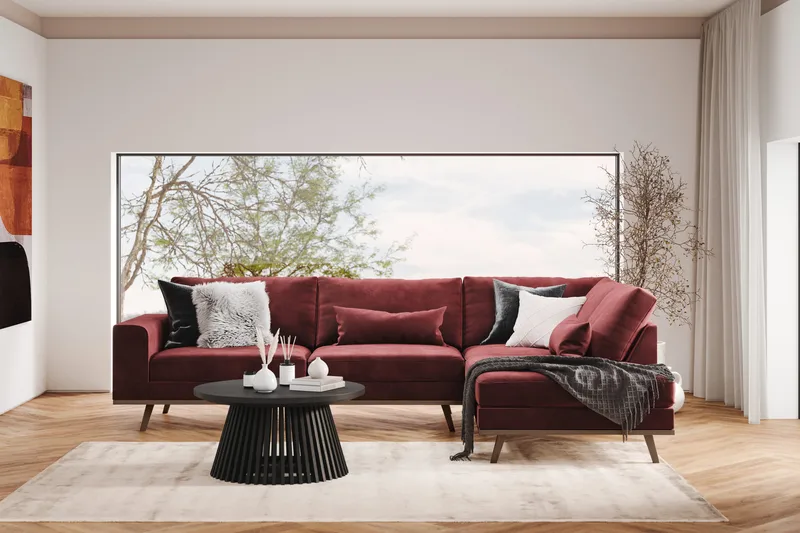 Copenhagen 4-sits Högervänd L-formad Schäslongsoffa i Sammet - Lila - Möbler - Soffa - Divansoffor & schäslongsoffa