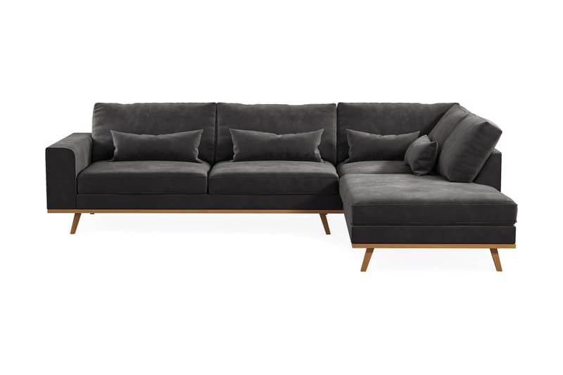 Copenhagen 4-sits Högervänd L-formad Schäslongsoffa i Sammet - Mörkgrå - Möbler - Soffa - Divansoffor & schäslongsoffa