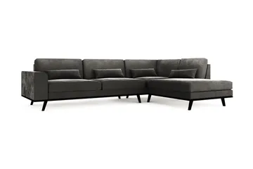 Copenhagen 4-sits Högervänd L-formad Schäslongsoffa i Sammet - Mörkgrå - Möbler - Soffa - Divansoffor & schäslongsoffa