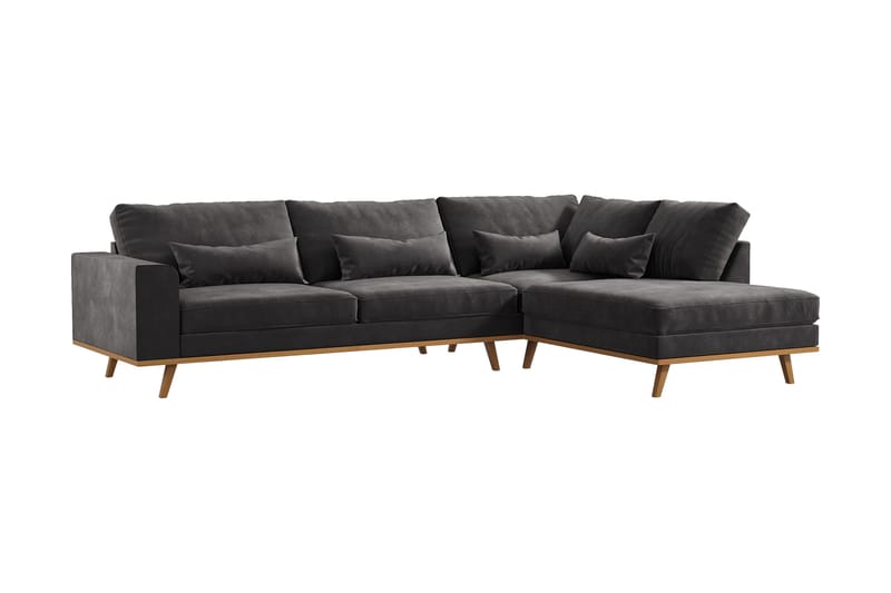 Copenhagen 4-sits Högervänd L-formad Schäslongsoffa i Sammet - Mörkgrå - Möbler - Soffa - Divansoffor & schäslongsoffa