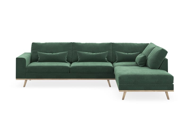 Copenhagen 4-sits Högervänd L-formad Schäslongsoffa i Sammet - Mörkgrön - Möbler - Soffa - Divansoffor & schäslongsoffa