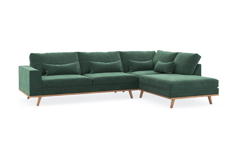 Copenhagen 4-sits Högervänd L-formad Schäslongsoffa i Sammet - Mörkgrön - Möbler - Soffa - Divansoffor & schäslongsoffa