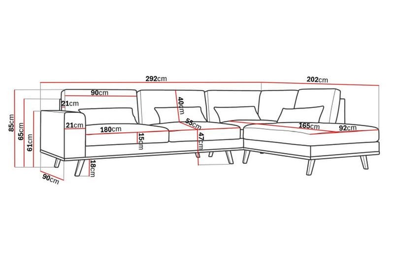 Copenhagen 4-sits Högervänd L-formad Schäslongsoffa i Sammet - Mörkgrön - Möbler - Soffa - Divansoffor & schäslongsoffa