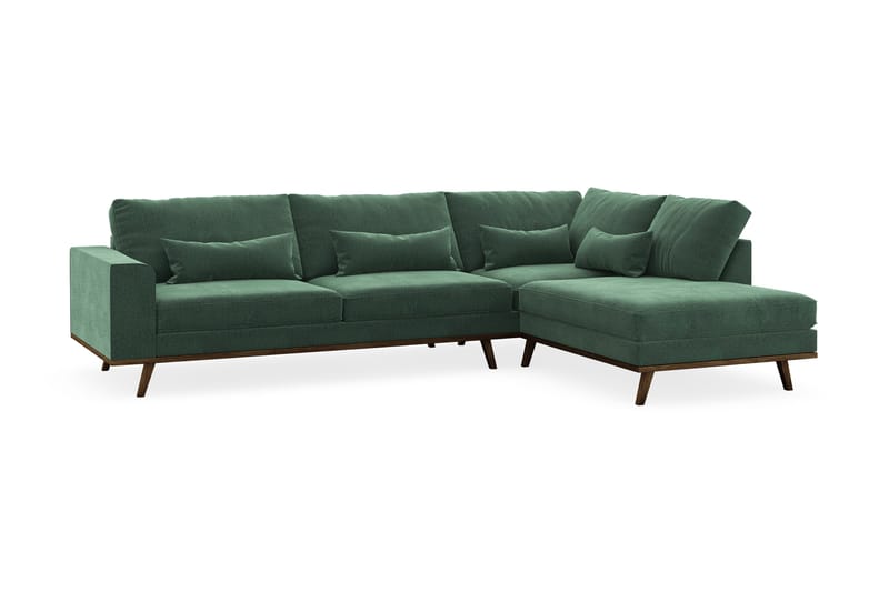 Copenhagen 4-sits Högervänd L-formad Schäslongsoffa i Sammet - Mörkgrön - Möbler - Soffa - Divansoffor & schäslongsoffa