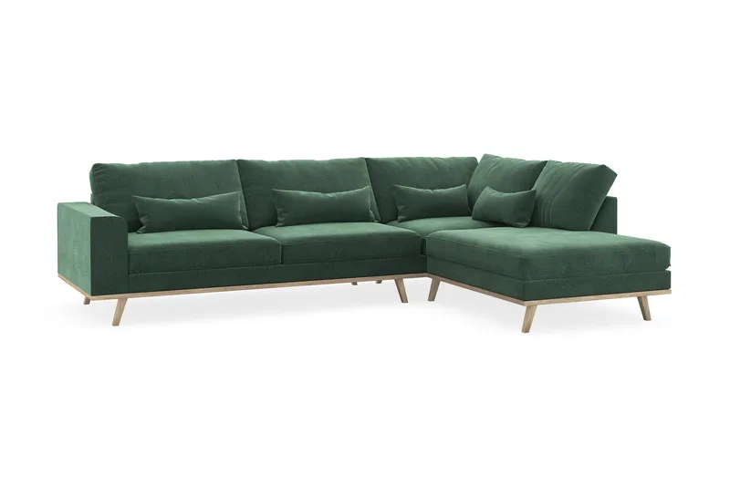 Copenhagen 4-sits Högervänd L-formad Schäslongsoffa i Sammet - Mörkgrön - Möbler - Soffa - Divansoffor & schäslongsoffa