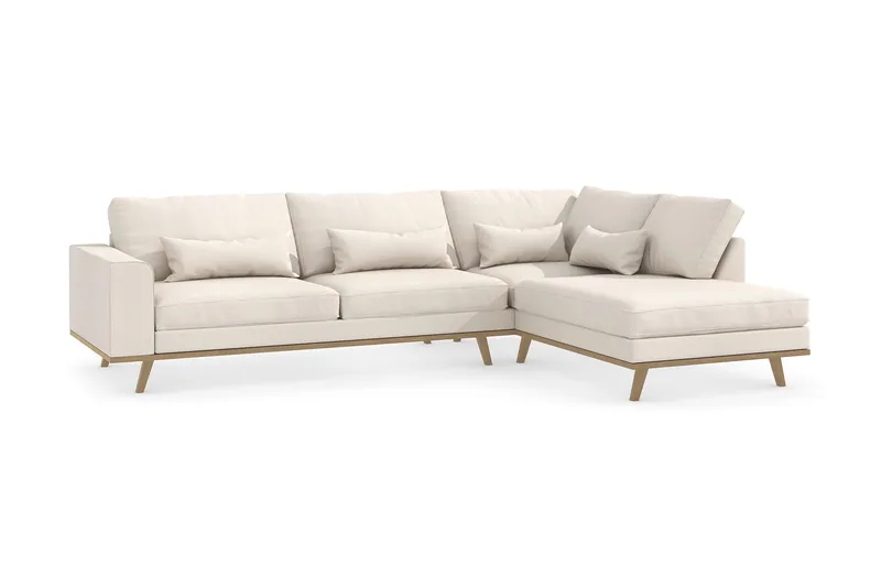 Copenhagen 4-sits Högervänd L-formad Schäslongsoffa i Tyg - Beige - Möbler - Soffa - Divansoffor & schäslongsoffa
