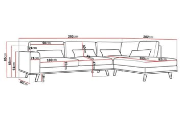 Copenhagen 4-sits Högervänd L-formad Schäslongsoffa i Tyg - Brun - Möbler - Soffa - Divansoffor & schäslongsoffa