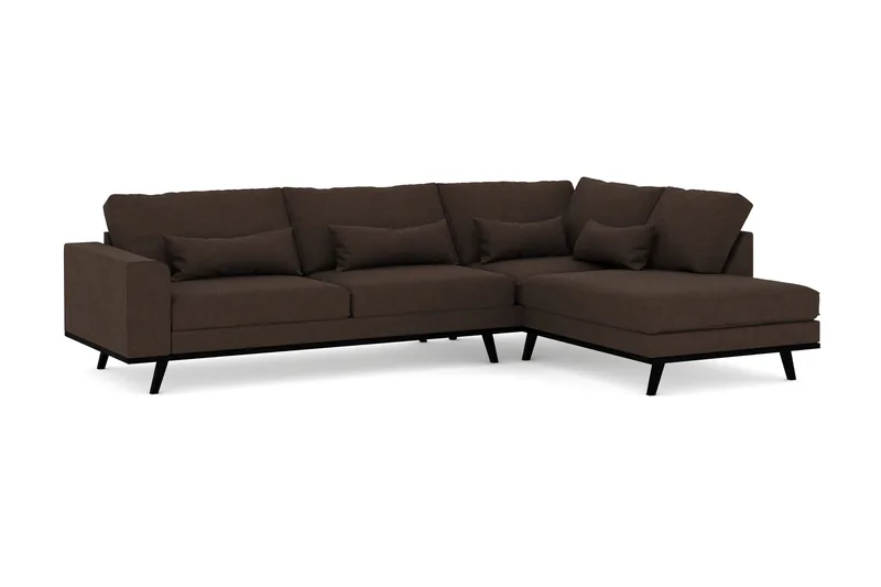 Copenhagen 4-sits Högervänd L-formad Schäslongsoffa i Tyg - Brun - Möbler - Soffa - Divansoffor & schäslongsoffa