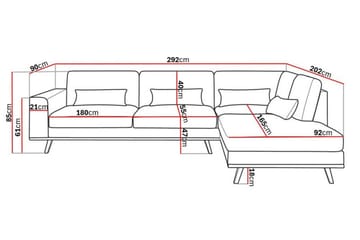 Copenhagen 4-sits Högervänd L-formad Schäslongsoffa i Tyg - Brun - Möbler - Soffa - Divansoffor & schäslongsoffa