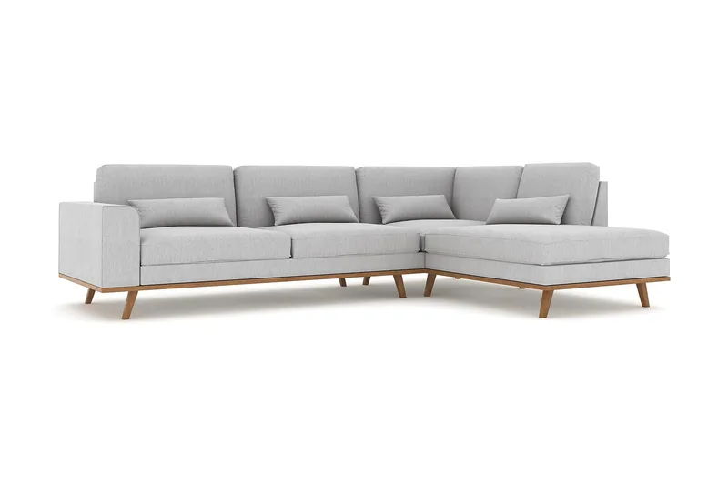 Copenhagen 4-sits Högervänd L-formad Schäslongsoffa i Tyg - Grå - Möbler - Soffa - Divansoffor & schäslongsoffa