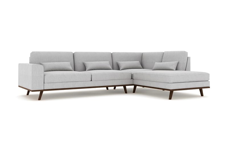 Copenhagen 4-sits Högervänd L-formad Schäslongsoffa i Tyg - Grå - Möbler - Soffa - Divansoffor & schäslongsoffa