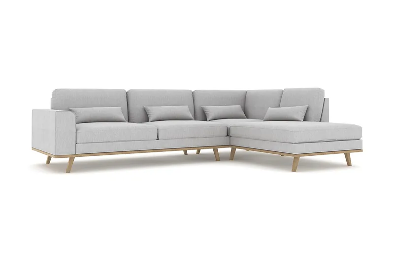 Copenhagen 4-sits Högervänd L-formad Schäslongsoffa i Tyg - Grå - Möbler - Soffa - Divansoffor & schäslongsoffa