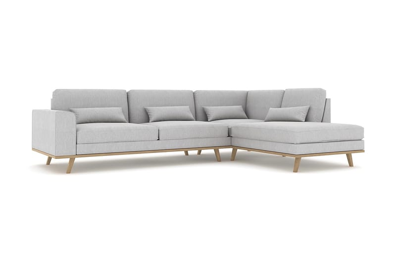 Copenhagen 4-sits Högervänd L-formad Schäslongsoffa i Tyg - Grå - Möbler - Soffa - Divansoffor & schäslongsoffa