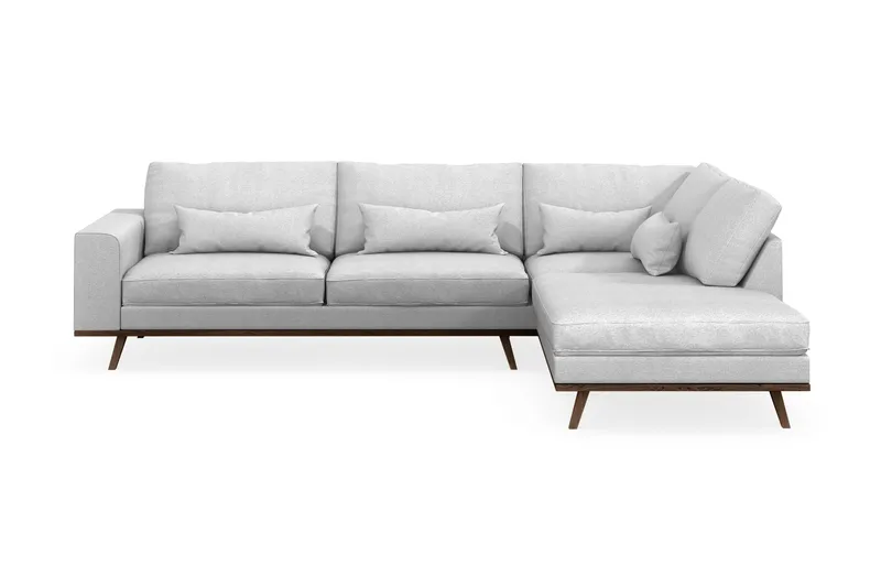 Copenhagen 4-sits Högervänd L-formad Schäslongsoffa i Tyg - Ljusgrå - Möbler - Soffa - Divansoffor & schäslongsoffa