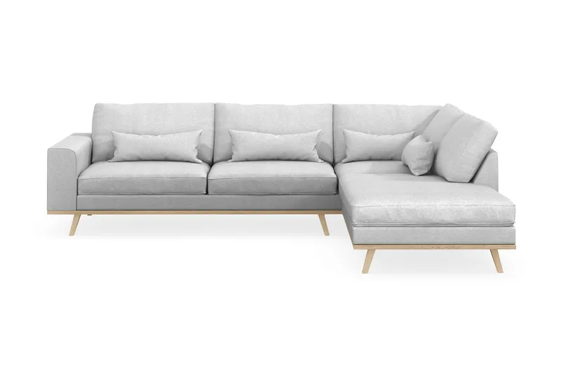 Copenhagen 4-sits Högervänd L-formad Schäslongsoffa i Tyg, Ljusgrå