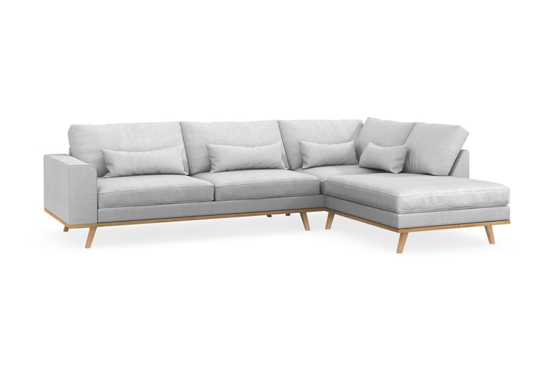 Copenhagen 4-sits Högervänd L-formad Schäslongsoffa i Tyg - Ljusgrå - Möbler - Soffa - Divansoffor & schäslongsoffa