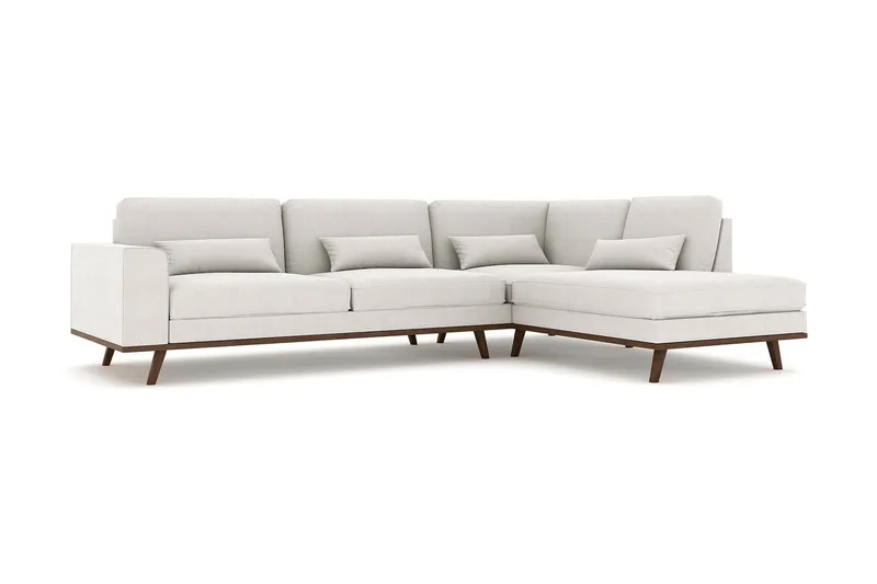 Copenhagen 4-sits Högervänd L-formad Schäslongsoffa i Tyg - Ljusgrå - Möbler - Soffa - Divansoffor & schäslongsoffa