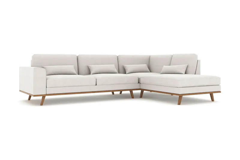 Copenhagen 4-sits Högervänd L-formad Schäslongsoffa i Tyg - Ljusgrå - Möbler - Soffa - Divansoffor & schäslongsoffa