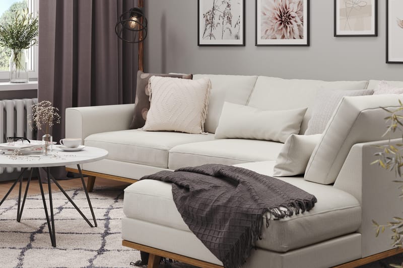 Copenhagen 4-sits Högervänd L-formad Schäslongsoffa i Tyg - Ljusgrå - Möbler - Soffa - Divansoffor & schäslongsoffa