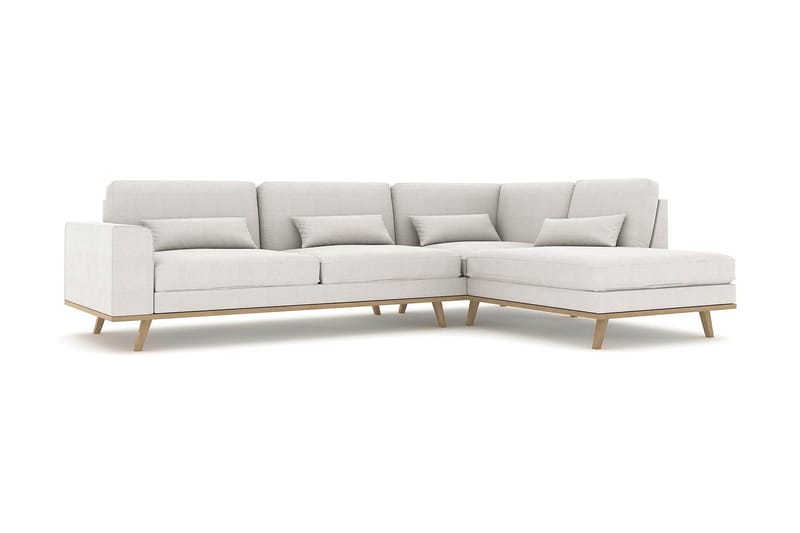 Copenhagen 4-sits Högervänd L-formad Schäslongsoffa i Tyg - Ljusgrå - Möbler - Soffa - Divansoffor & schäslongsoffa