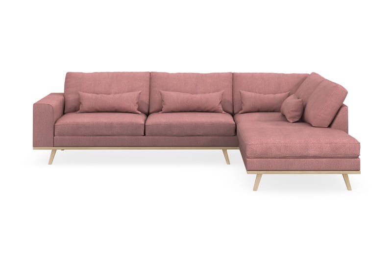 Copenhagen 4-sits Högervänd L-formad Schäslongsoffa i Tyg - Rosa - Möbler - Soffa - Divansoffor & schäslongsoffa