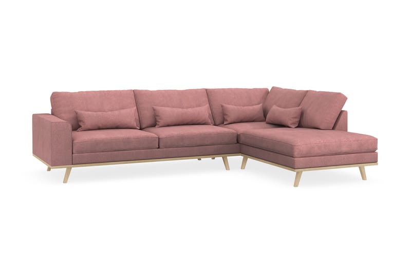 Copenhagen 4-sits Högervänd L-formad Schäslongsoffa i Tyg - Rosa - Möbler - Soffa - Divansoffor & schäslongsoffa