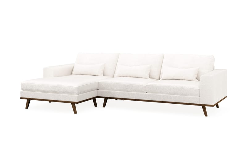 Copenhagen 4-sits Vänstervänd L-formad Divansoffa i Bouclé - Vit - Möbler - Soffa - Divansoffor & schäslongsoffa