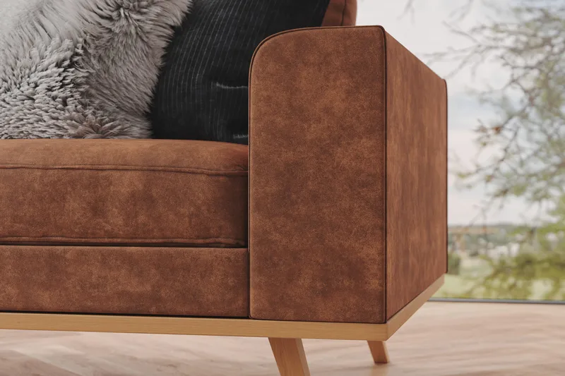 Copenhagen 4-sits Vänstervänd L-formad Divansoffa i Konstläder - Brun - Möbler - Soffa - Divansoffor & schäslongsoffa