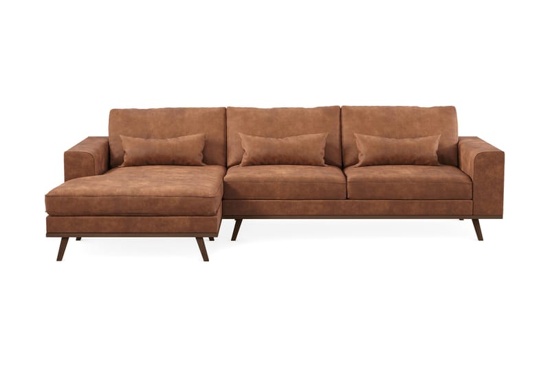 Copenhagen 4-sits Vänstervänd L-formad Divansoffa i Konstläder - Brun - Möbler - Soffa - Divansoffor & schäslongsoffa