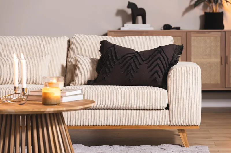 Copenhagen 4-sits Vänstervänd L-formad Divansoffa i Manchester - Beige - Möbler - Soffa - Divansoffor & schäslongsoffa