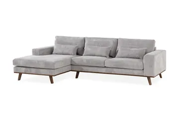 Copenhagen 4-sits Vänstervänd L-formad Divansoffa i Manchester - Ljusgrå - Möbler - Soffa - Divansoffor & schäslongsoffa