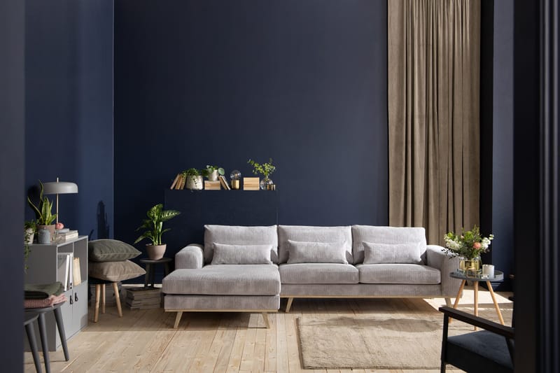 Copenhagen 4-sits Vänstervänd L-formad Divansoffa i Manchester - Ljusgrå - Möbler - Soffa - Divansoffor & schäslongsoffa