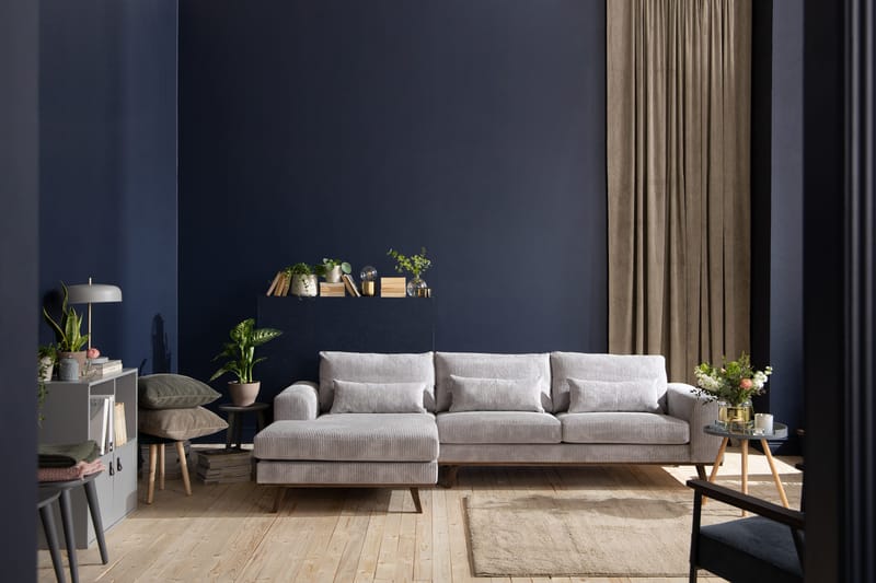 Copenhagen 4-sits Vänstervänd L-formad Divansoffa i Manchester - Ljusgrå - Möbler - Soffa - Divansoffor & schäslongsoffa