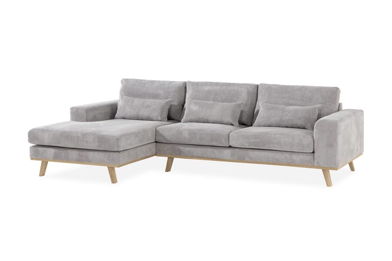 Copenhagen 4-sits Vänstervänd L-formad Divansoffa i Manchester - Ljusgrå - Möbler - Soffa - Divansoffor & schäslongsoffa