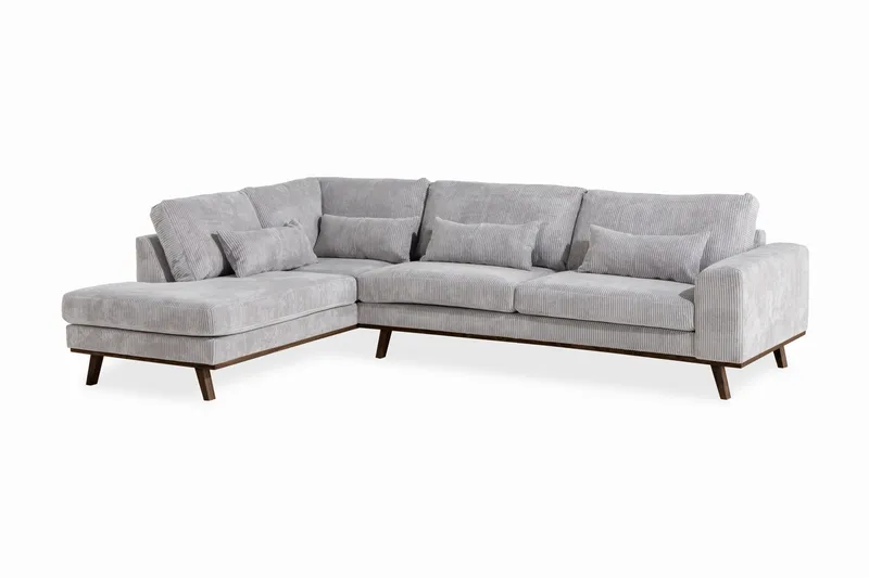 Copenhagen 4-sits Vänstervänd L-formad Divansoffa i Manchester - Ljusgrå - Möbler - Soffa - Divansoffor & schäslongsoffa