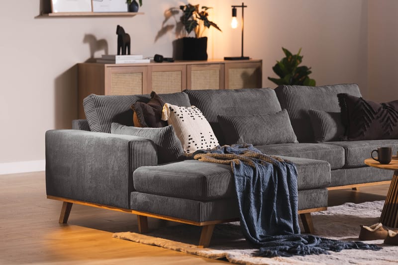 Copenhagen 4-sits Vänstervänd L-formad Divansoffa i Manchester - Mörkgrå - Möbler - Soffa - Divansoffor & schäslongsoffa