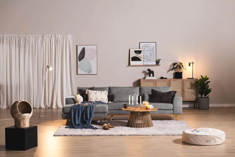 Copenhagen 4-sits Vänstervänd L-formad Divansoffa i Manchester - Mörkgrå - Möbler - Soffa - Divansoffor & schäslongsoffa