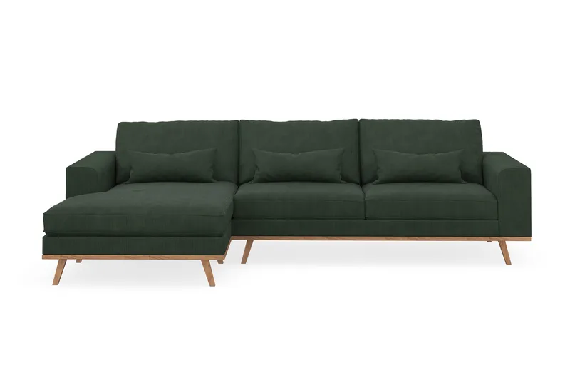 Copenhagen 4-sits Vänstervänd L-formad Divansoffa i Manchester - Mörkgrön - Möbler - Soffa - Divansoffor & schäslongsoffa