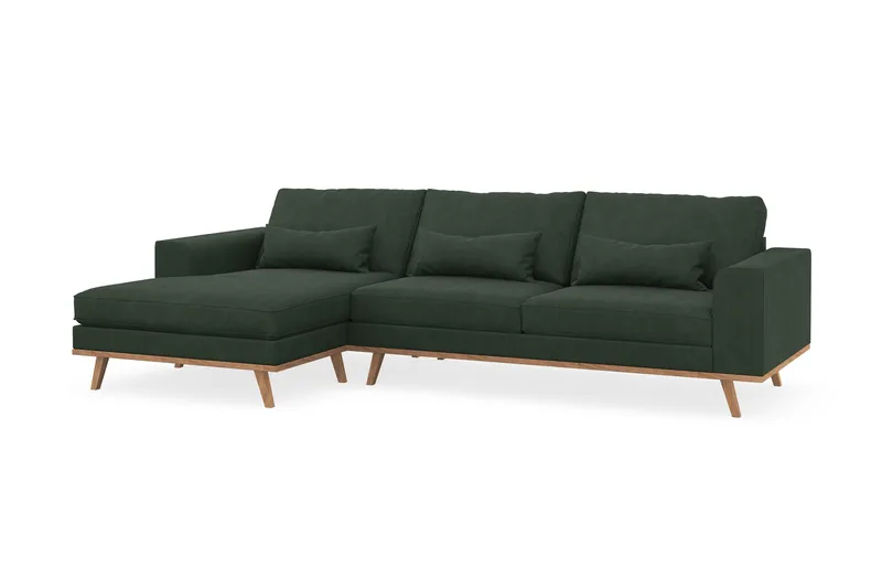 Copenhagen 4-sits Vänstervänd L-formad Divansoffa i Manchester - Mörkgrön - Möbler - Soffa - Divansoffor & schäslongsoffa
