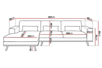 Copenhagen 4-sits Vänstervänd L-formad Divansoffa i Manchester - Mörkgrön - Möbler - Soffa - Divansoffor & schäslongsoffa