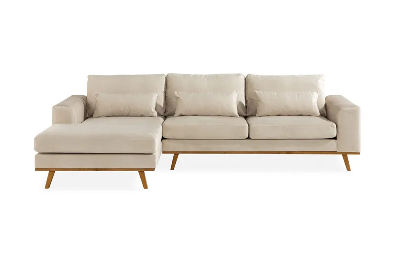 Copenhagen 4-sits Vänstervänd L-formad Divansoffa i Sammet, Beige