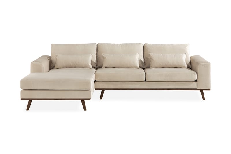 Copenhagen 4-sits Vänstervänd L-formad Divansoffa i Sammet, Beige